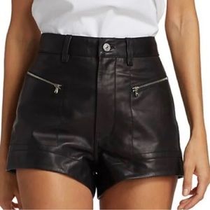 7 for all mankind black leather shorts